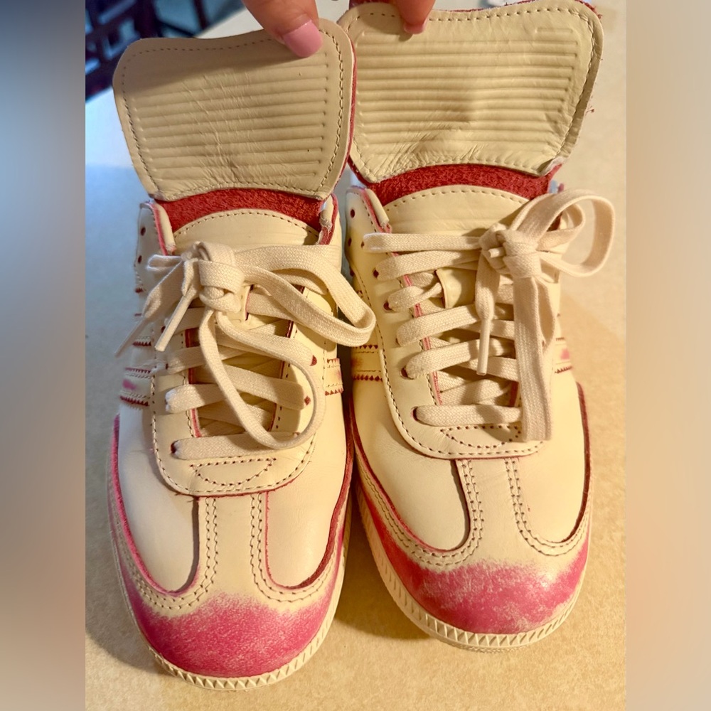 Adidas Samba Distressed Pack Cream White/ Shock Pink Leather Sneakers Women’s 7 - Picture 8 of 11